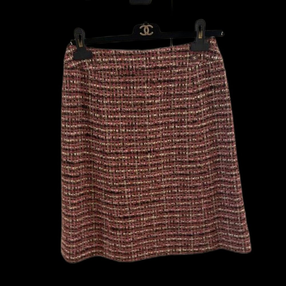 2001 Pink and Brown Chanel Tweed Skirt